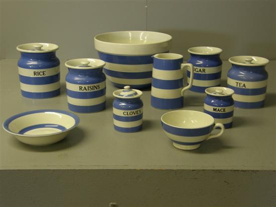 Appraisal: Collection of T G Green blue and white Cornishware mixing