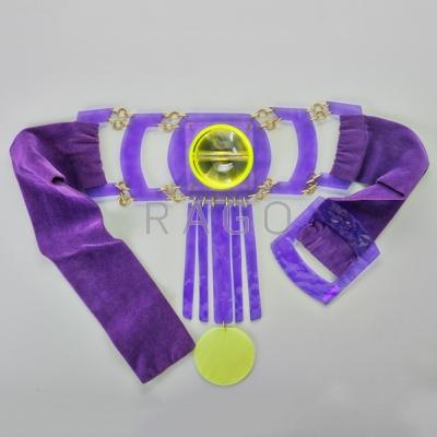 Appraisal: CAROLYN KRIEGMAN KINETIC SCUPTURAL BELT Wearable modern art purple fluorescent