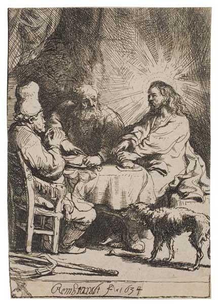 Appraisal: REMBRANDT VAN RIJN Christ at Emmaus The Smaller Plate Etching