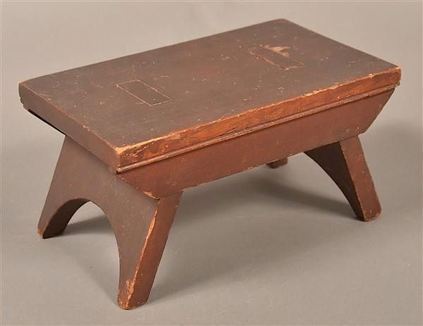 Appraisal: Antique Walnut Min Stool Signed G Weiss Antique Walnut Miniature