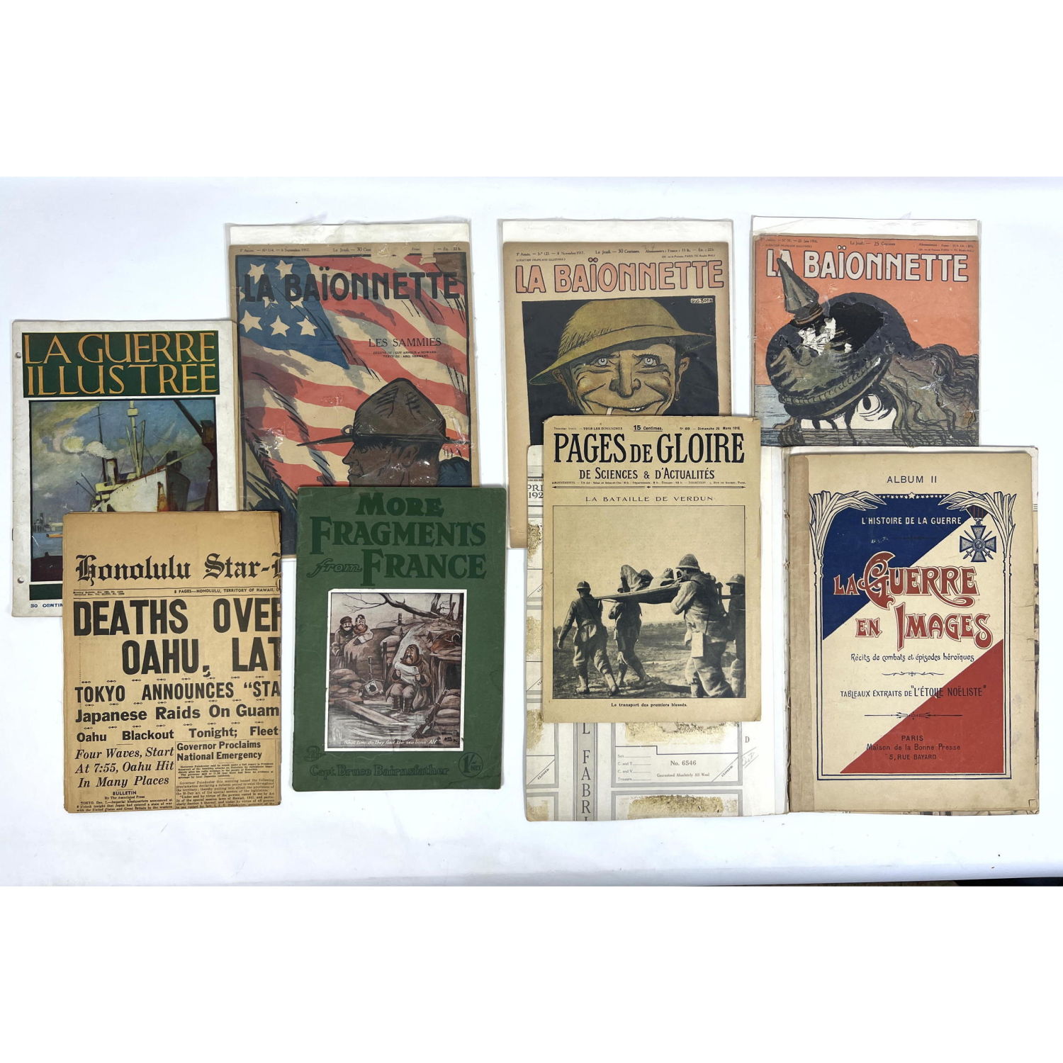 Appraisal: WWII Military Ephemera French publications Honolulu Newspaper Pearl Harbor Raid