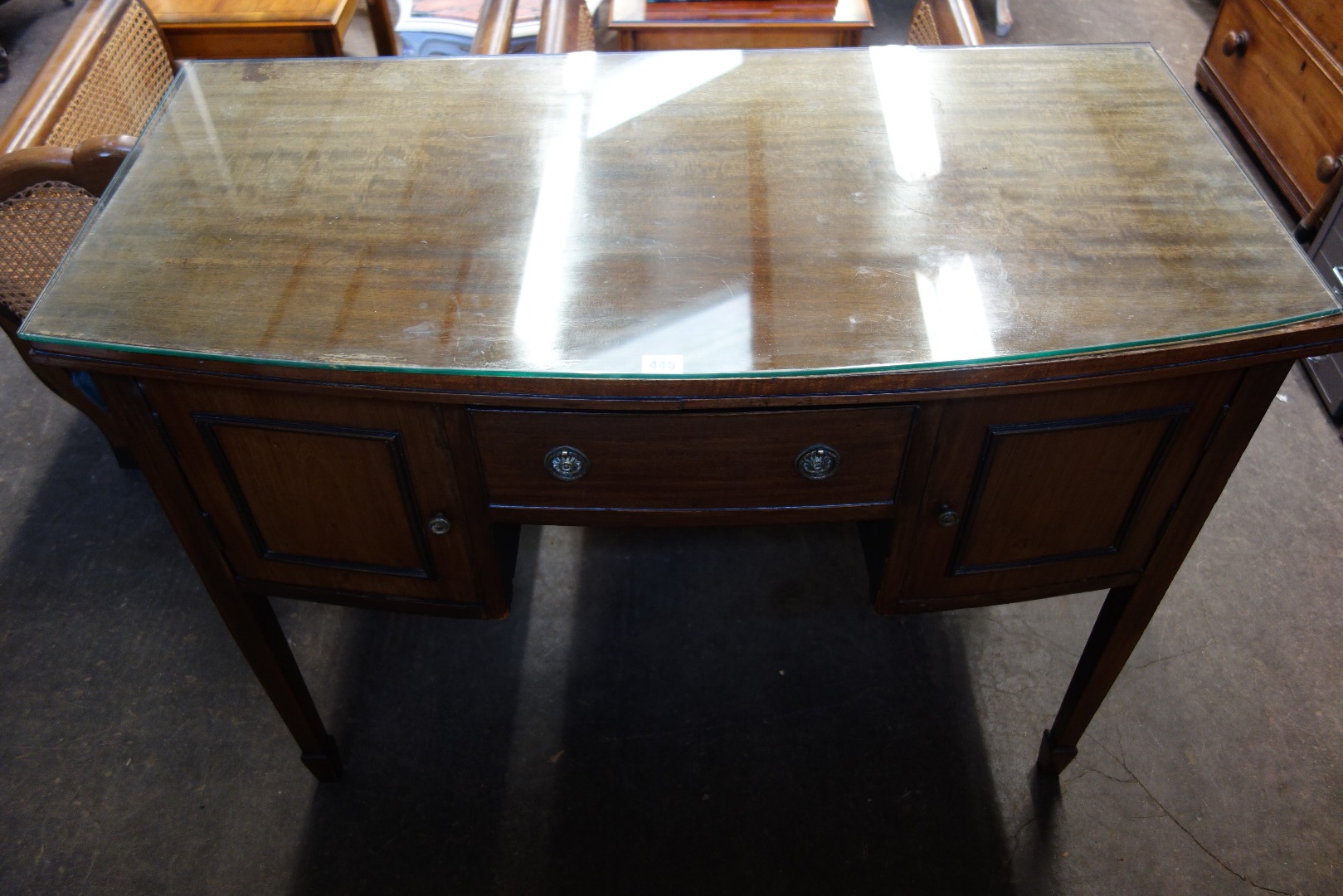 Appraisal: A George III style mahogany bowfront dressing table late th