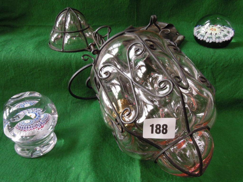 Appraisal: A Whitefriars glass paperweight boxed together with another paperweight and