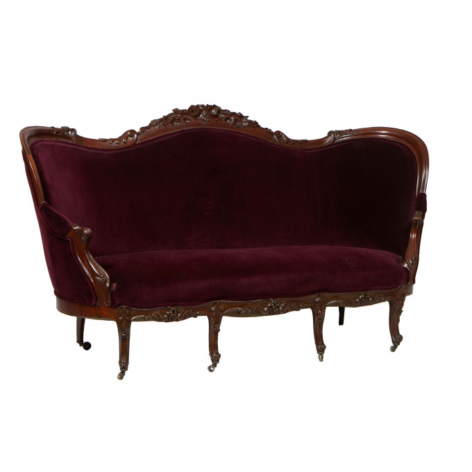 Appraisal: French Louis XV Style Carved Mahogany Rococo Style Camelback Settee