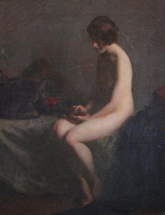 Appraisal: WILL ROWLAND DAVIS American - SEATED NUDE WITH BASKET OF