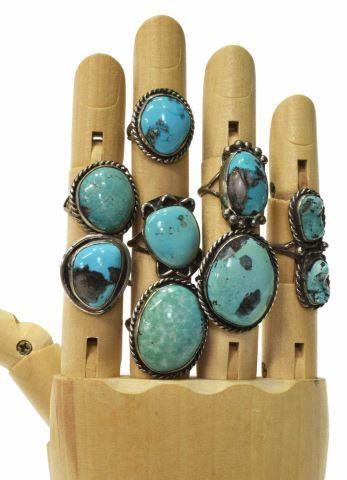 Appraisal: lot of Native American silver content unknown and turquoise rings