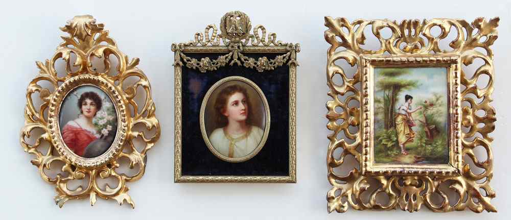 Appraisal: THREE PIECE MINIATURE PAINTING ON PORCELAIN LOT TO INCLUDE Baby