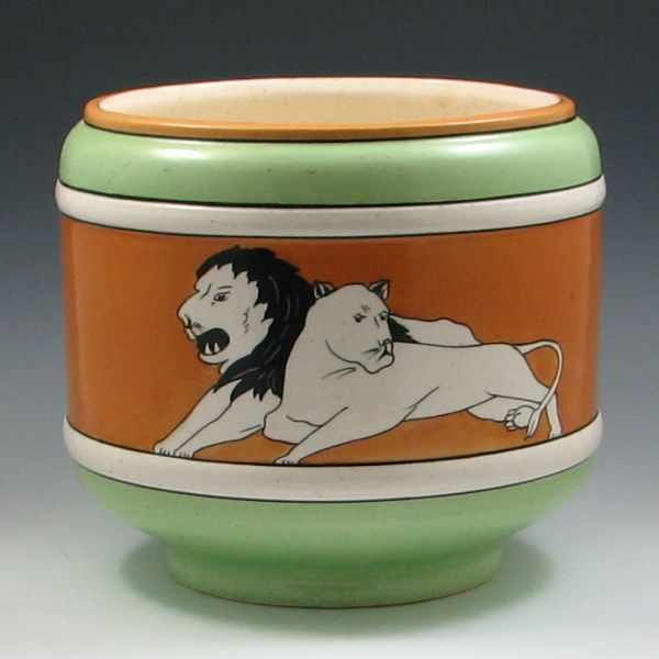 Appraisal: Brush McCoy Roman Decorated Lion and Lioness Jardiniere marked with