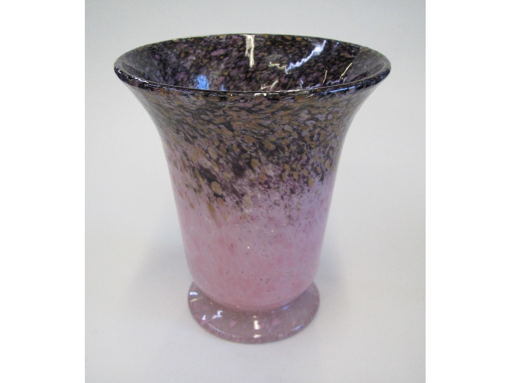 Appraisal: Vasart glass vase in mottled pink and purple with aventurine