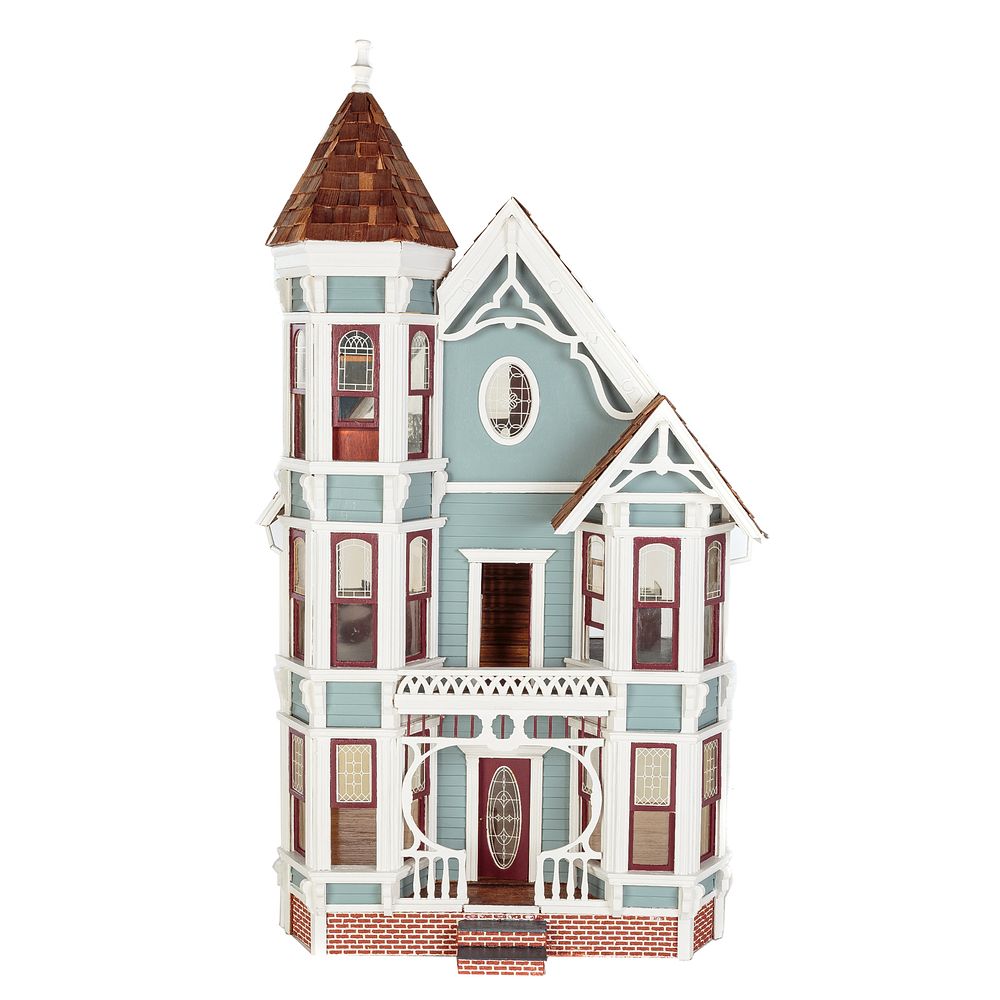 Appraisal: Victorian Style Painted Wood Doll House Six rooms with wood