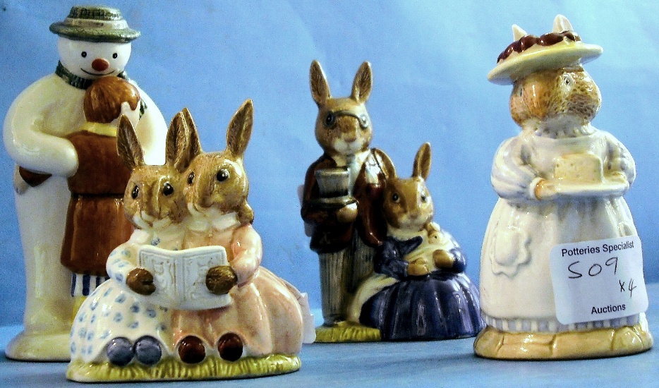 Appraisal: Royal Doulton Bunnykins figures Family Photograph DB Storytime DB Snowman