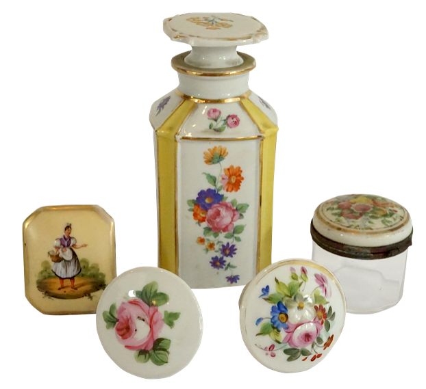 Appraisal: Porcelain Perfume Items Lot Porcelain Perfume Items German Perfume Bottle