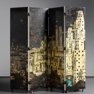 Appraisal: Piero Fornasetti - 'Citt di Carte' 'Farfalle' Folding Screen c