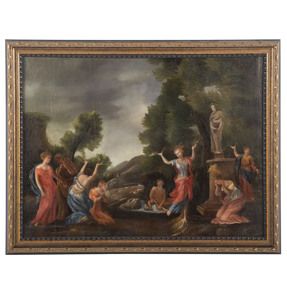 Appraisal: Continental School th c Classical Scene oil Unidentified classical scene