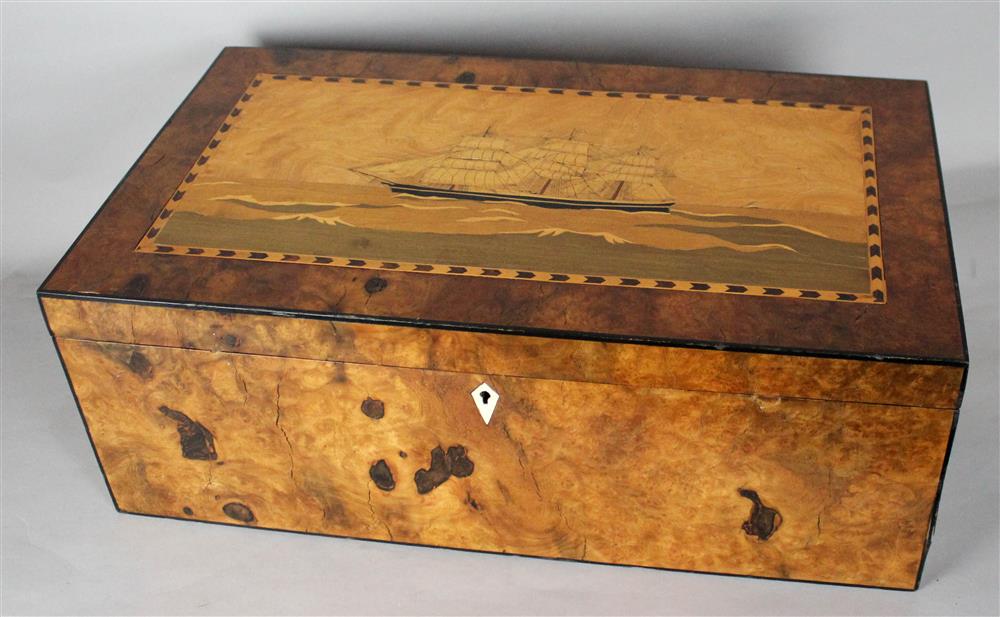 Appraisal: ENGLISH BURLED WALNUT MARQUETRY AND INLAID TRAVELING DESK the traveling