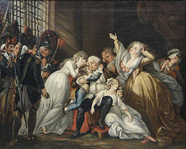 Appraisal: n a French School Louis XVI saying goodbye to his