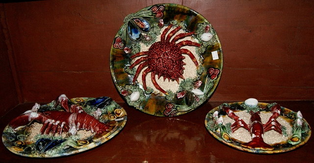 Appraisal: Large Portuguese platterPalissy style circa with large crab and other