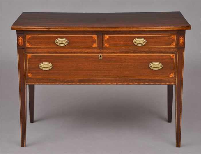 Appraisal: FEDERAL-STYLE INLAID MAHOGANY SERVER The rectangular top over conforming case