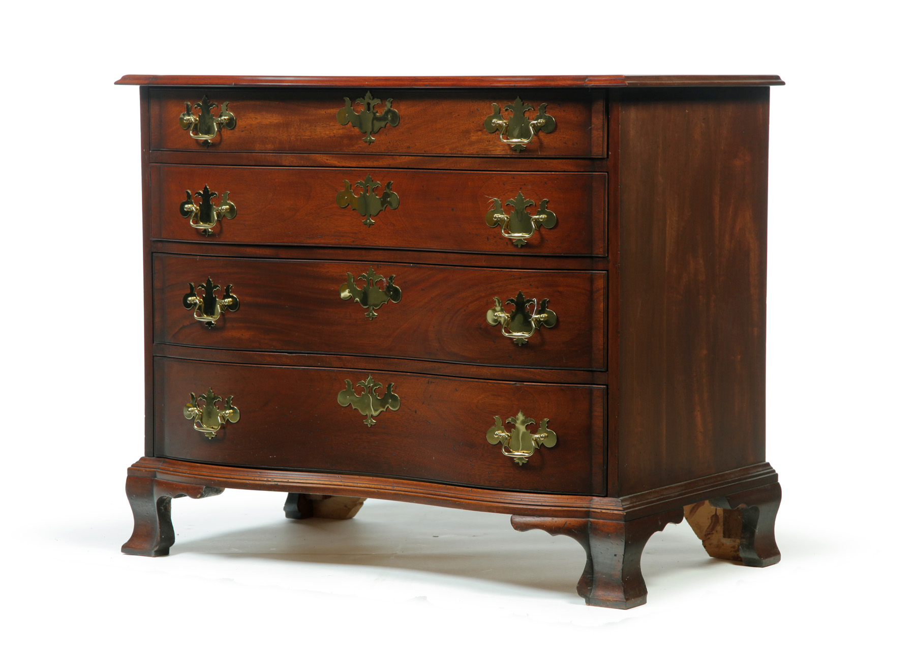 Appraisal: CHIPPENDALE-STYLE OXBOW FRONT CHEST American th quarter- th century mahogany