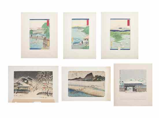 Appraisal: Three Japanese Woodblock Prints Ando Hiroshige - from the series