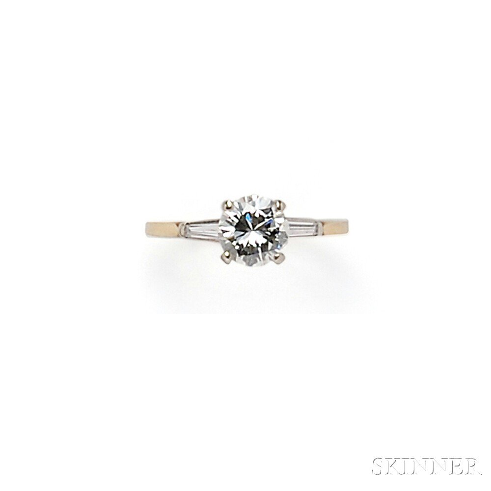 Appraisal: Diamond Solitaire prong-set with a full-cut diamond weighing approx cts