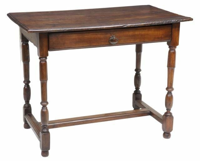 Appraisal: French Provincial walnut work table th th c two-board top