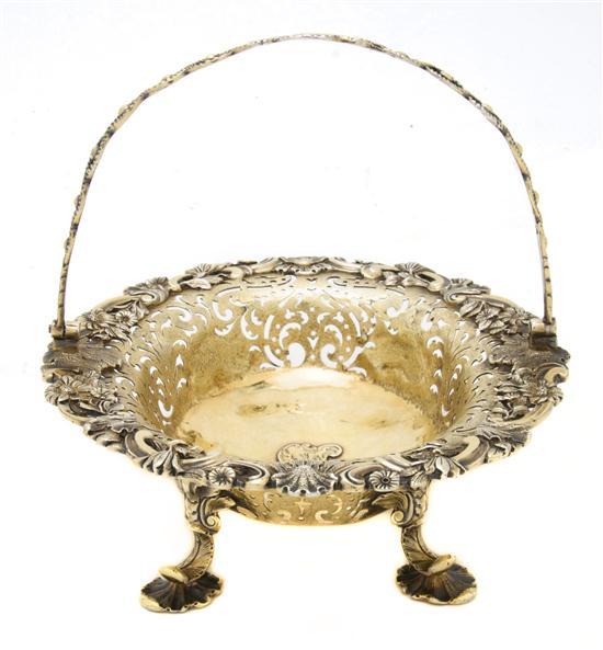 Appraisal: n Irish Silver Sweetmeat Basket circa of oval form with