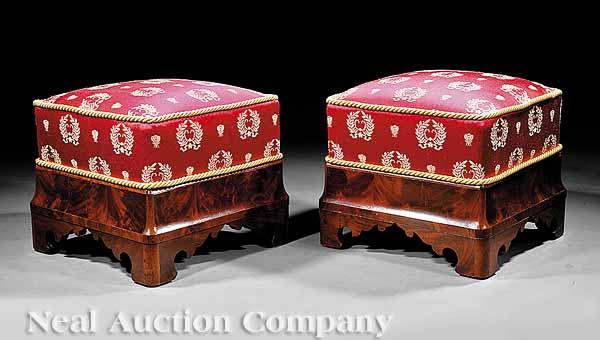 Appraisal: A Pair of American Late Classical Mahogany Footstools c tall