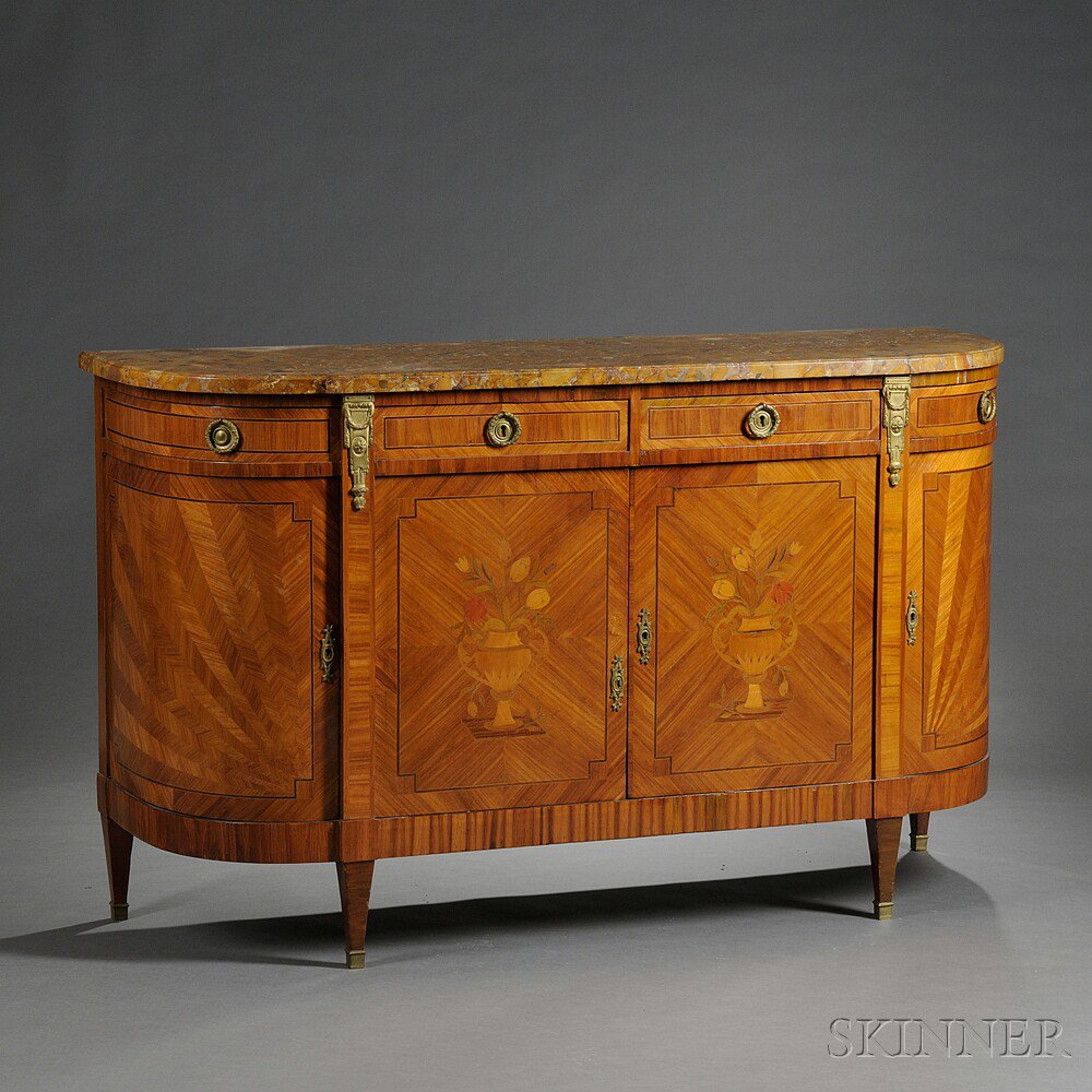 Appraisal: Louis XVI-style Tulipwood- and Marquetry-veneered Buffet late th early th