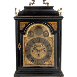 Appraisal: An English Gilt Metal Mounted Ebonized Bracket Clock with a