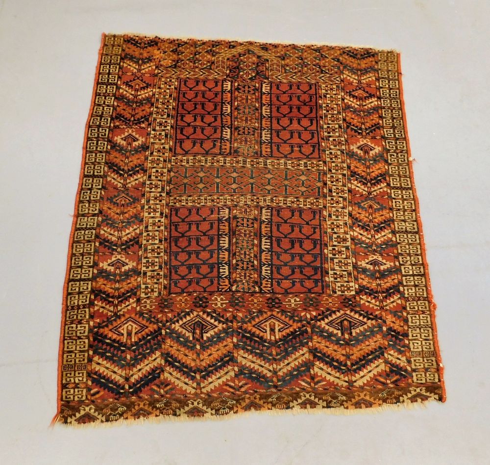 Appraisal: Antique Tekke Turkmen Geometric Rug Turkey th Century Repeating navy