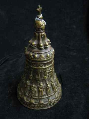 Appraisal: th Century European Bronze Bell figures around cross at top