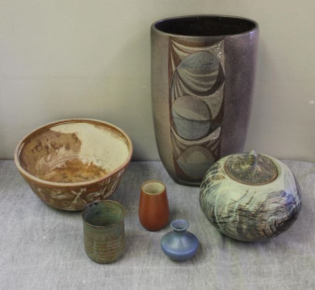 Appraisal: Midcentury Pottery Lot Includes Vallaulis Vase other Assorted Pieces of