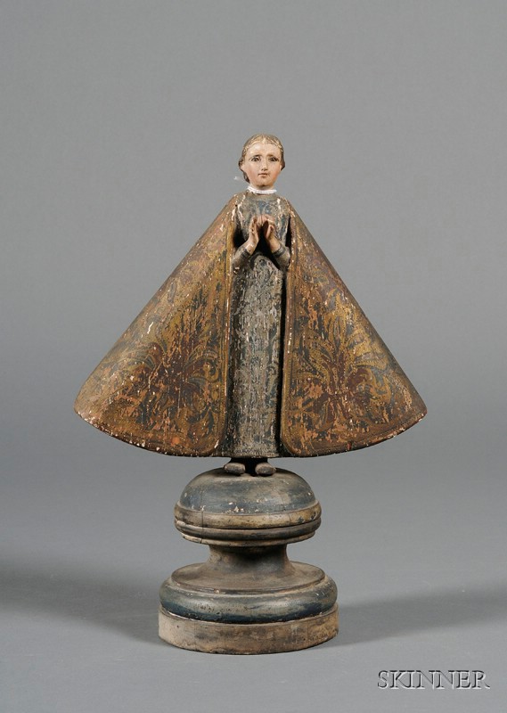 Appraisal: Spanish Gilt-Gesso and Polychrome Decorated Wood Santos Figure th th