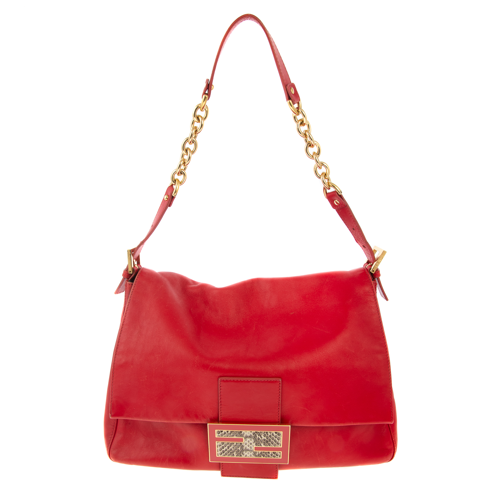 Appraisal: A FENDI LARGE MAMA FOREVER A red calf leather Fendi