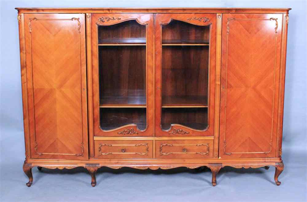 Appraisal: FRENCH STYLE PARQUETRY CABINET flat rectangular top over central glass