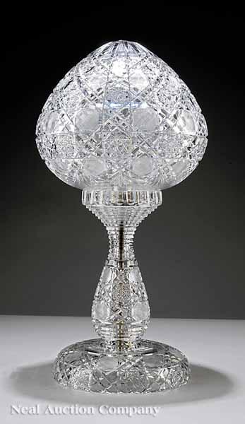 Appraisal: An American Brilliant Cut Glass Strawberry Dome Lamp early th