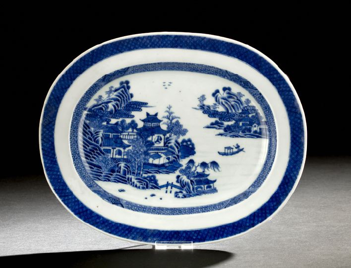 Appraisal: Chinese Export Blue and White Porcelain Platter th century the