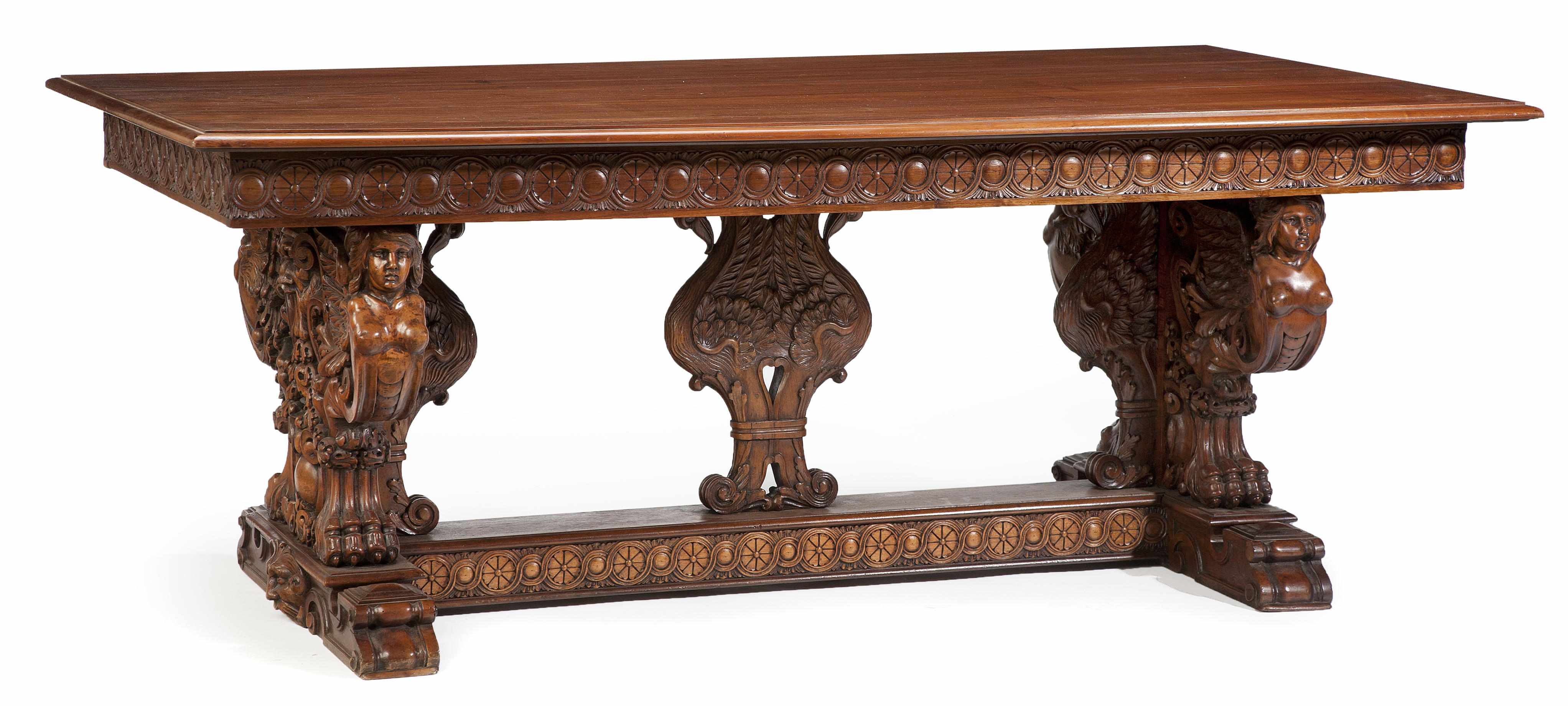 Appraisal: An Italian Renaissance Revival carved walnut center table late th