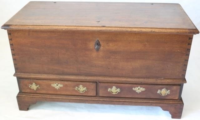 Appraisal: TH CENTURY PENNSYLVANIA CHIPPENDALE BLANKETCHEST WALNUT DOVETAILED CONSTRUCTION WROUGHT IRON