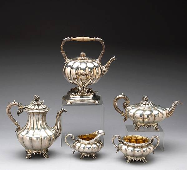 Appraisal: A William IV silver assembled and matching four piece tea