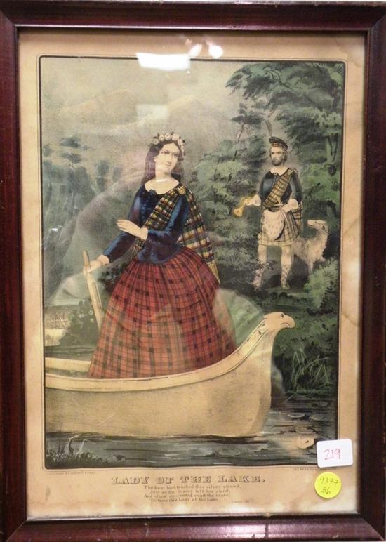 Appraisal: Currier and Ives lithograph ''Lady of the Lake'' framed ss