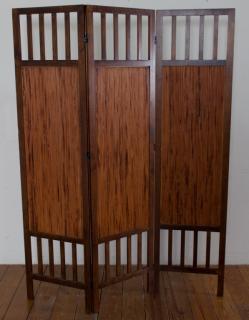 Appraisal: Three Panel Wood Screen Room Divider Three panel Mission style