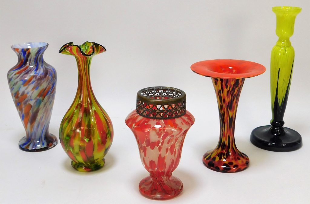 Appraisal: PC RUCKL WELZ BOHEMIAN ART GLASS VASES Bohemia th CenturyLot