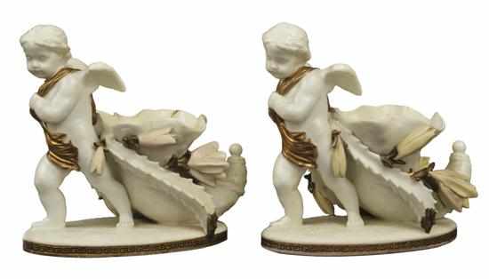 Appraisal: A PAIR OF MOORE BROTHERS FIGURAL COMPORTS CIRCA Each on