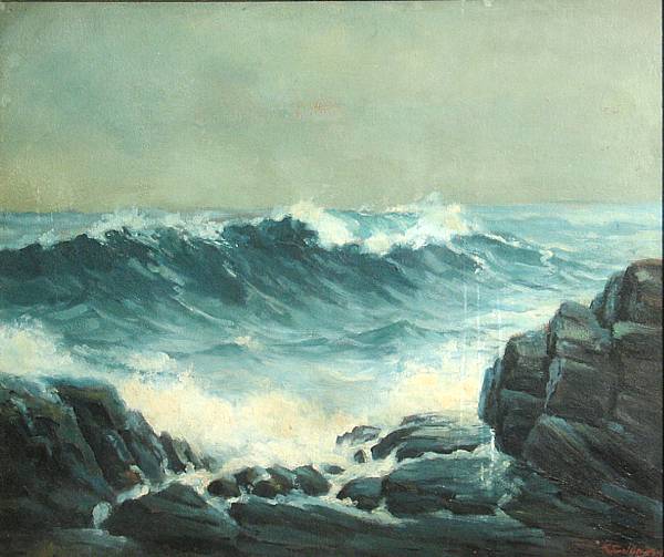 Appraisal: Charles Chapel Judson American - Coastal rocks with waves signed