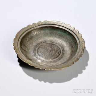 Appraisal: Tinned Bronze Dish Tinned Bronze Dish Persia th th century