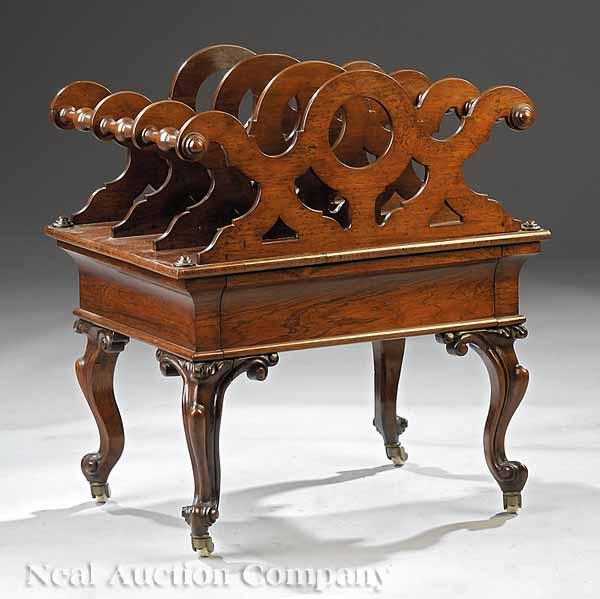 Appraisal: An English Carved Rosewood Canterbury c pierced dividers connected by