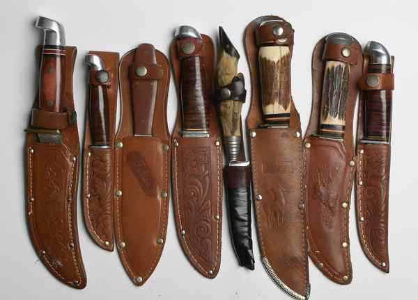 Appraisal: Sheath Knives Lot of Eight Makers include Kinfolks Western Hubertus