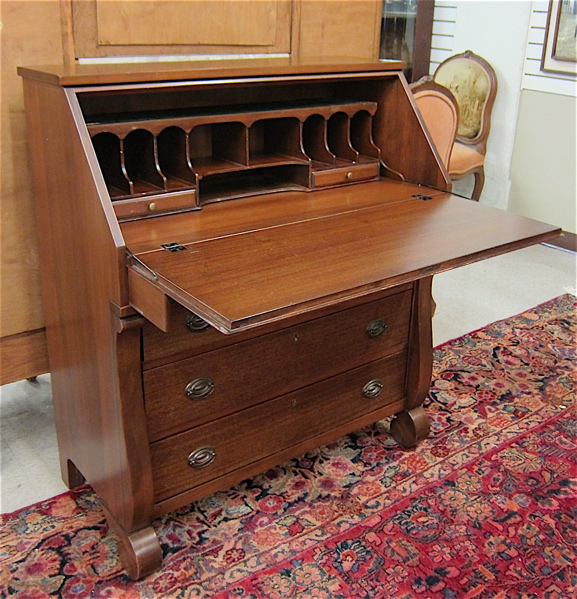 Appraisal: EMPIRE REVIVAL MAHOGANY SLANT-FRONT SECRETARY Skandia Furniture Co - Rockford